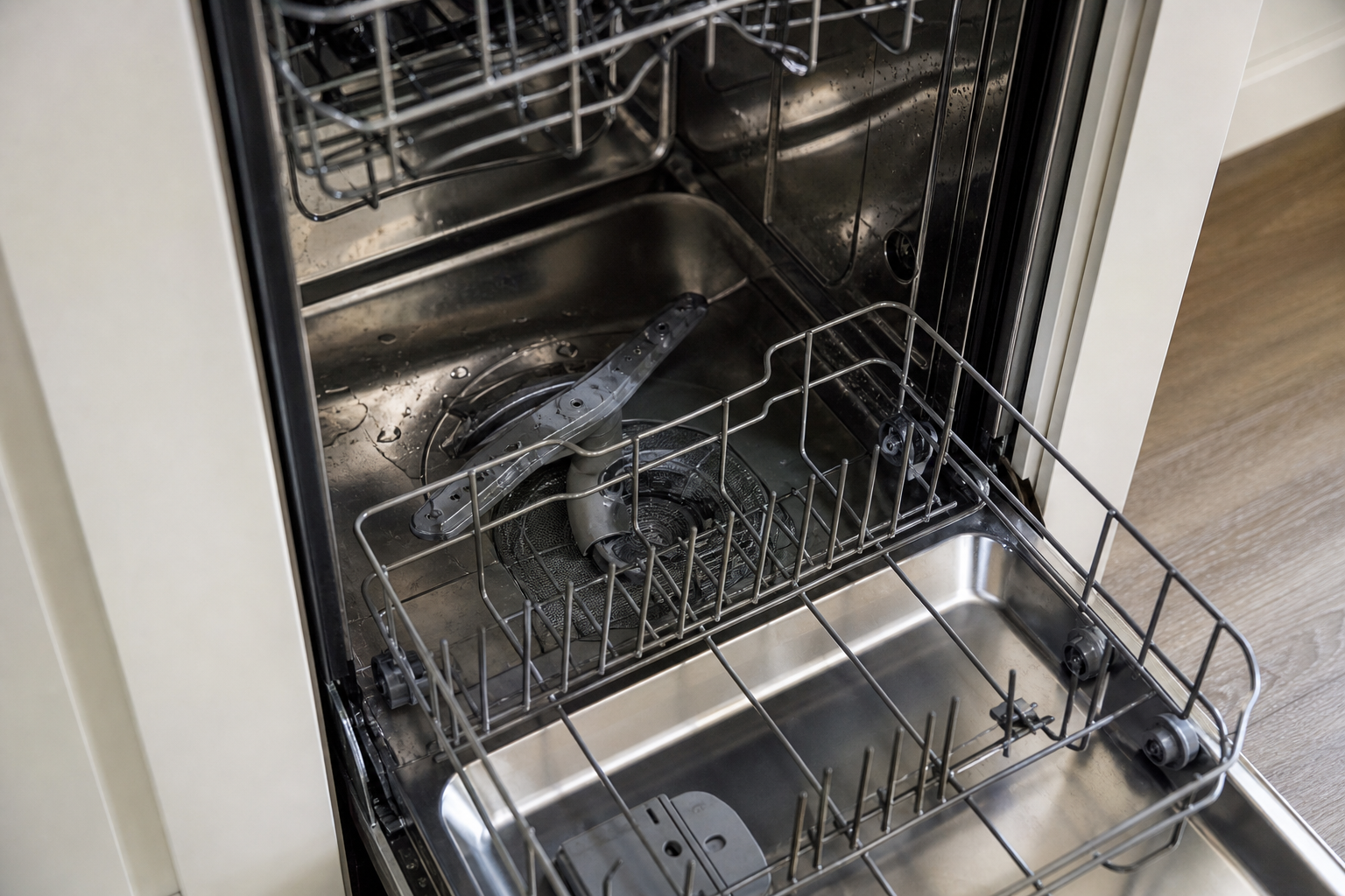 Plumbing scene for Water in the Bottom of a Dishwasher When Not in Use: Safe Triage