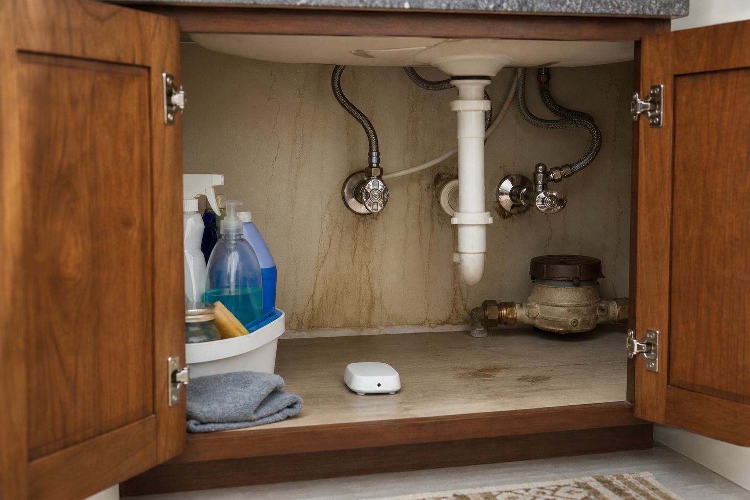 Plumbing scene for Water Leak Detection: Homeowner Observations Before Calling a Pro