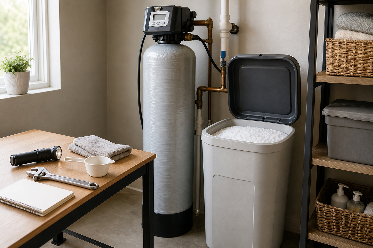 Plumbing scene for Water Softener Maintenance Checks for Homeowners