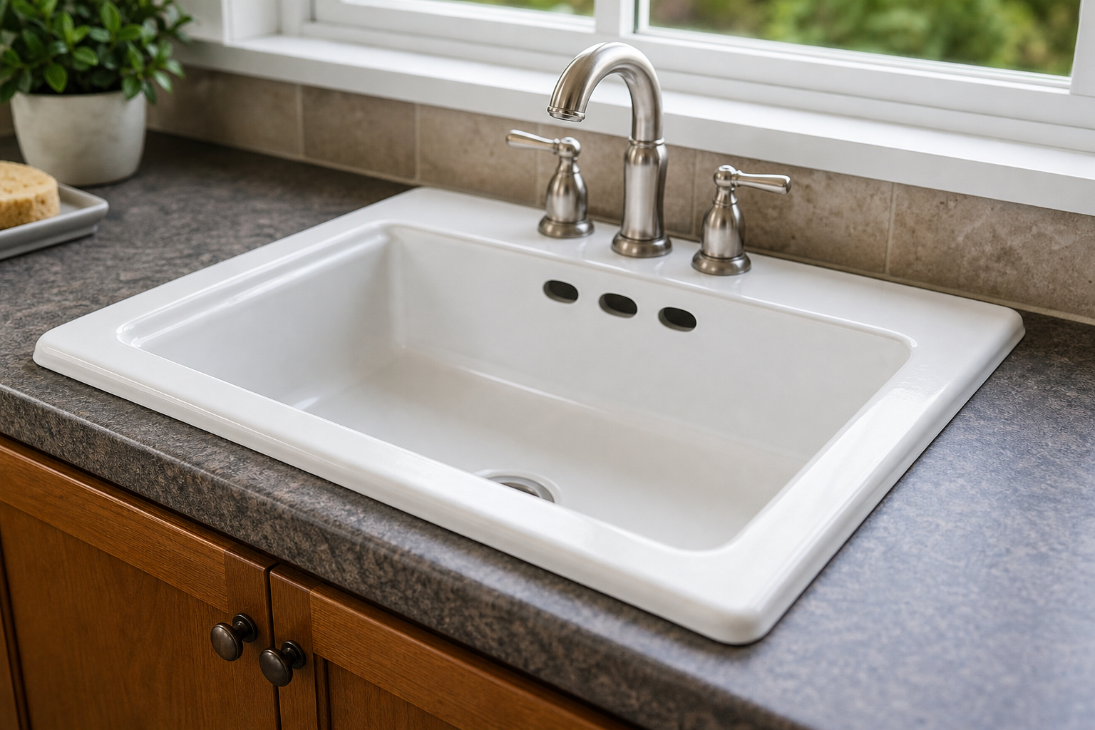 Plumbing scene for What Is a Self-Rimming Sink? Drop-In Fit Basics