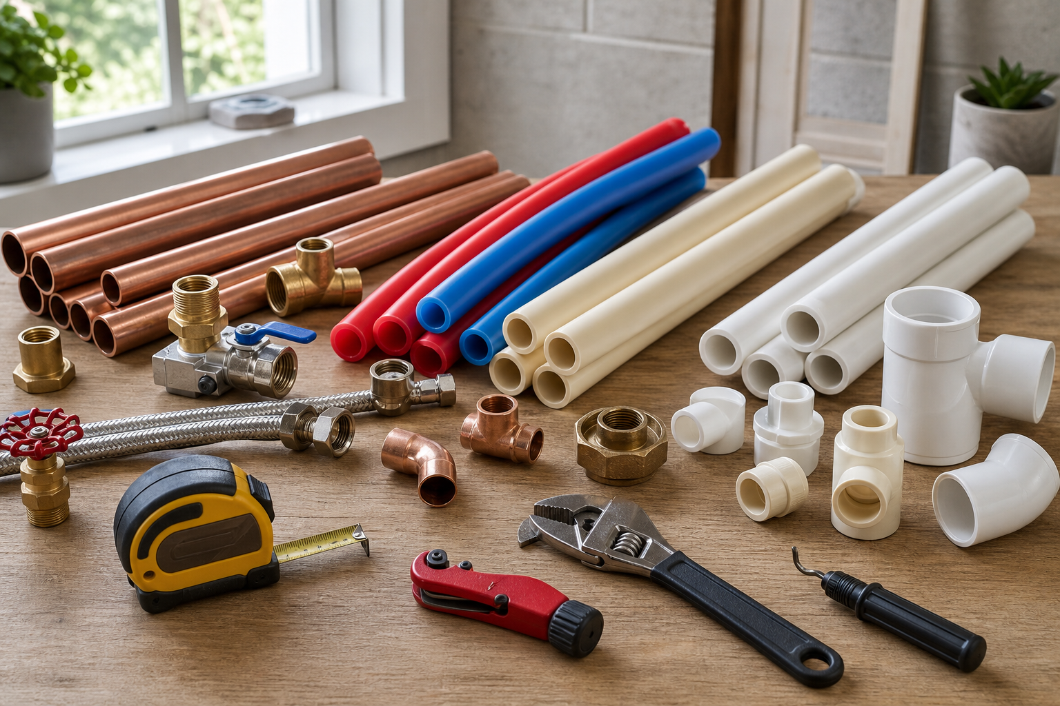 Plumbing scene for Plumbing Pipe Materials: Homeowner Planning and Identification Guide