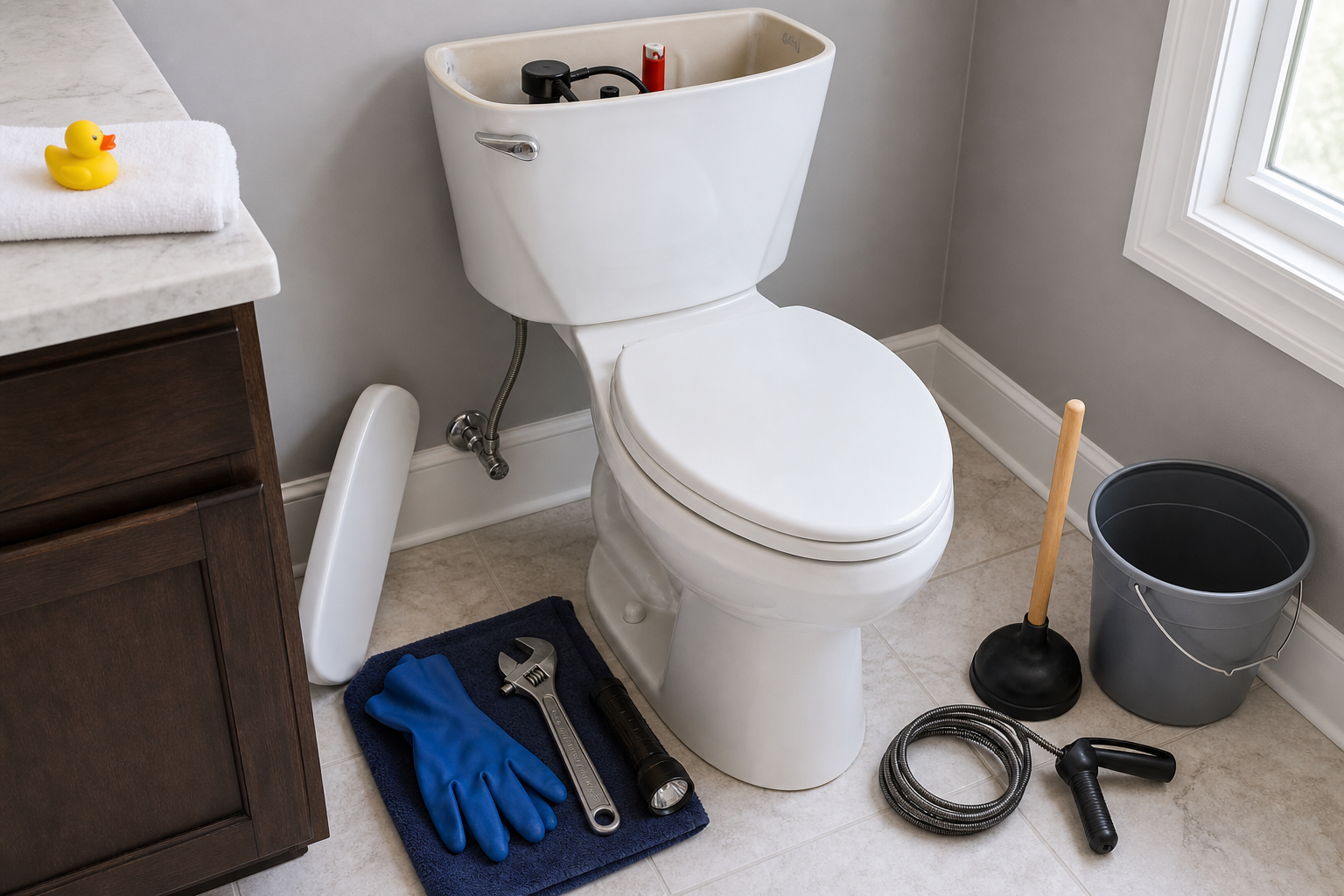 Plumbing scene for Toy Flushed Down the Toilet: Safe Triage Before Calling a Plumber
