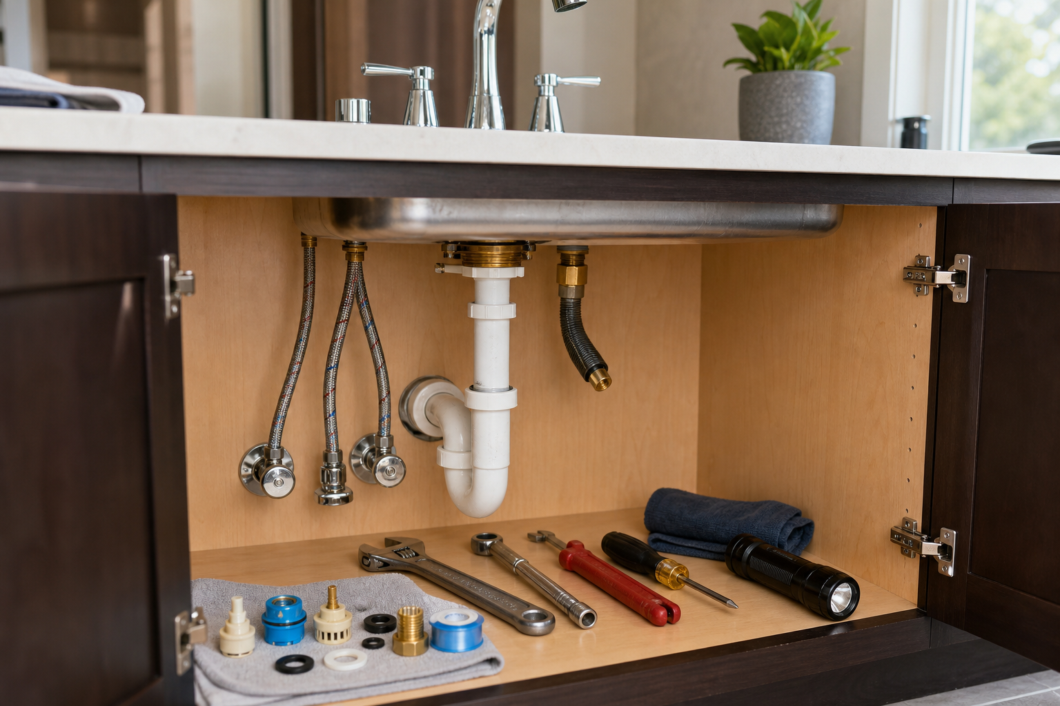 Plumbing scene for Who Makes Tuscany Faucets? Brand, Warranty, and Parts Checks