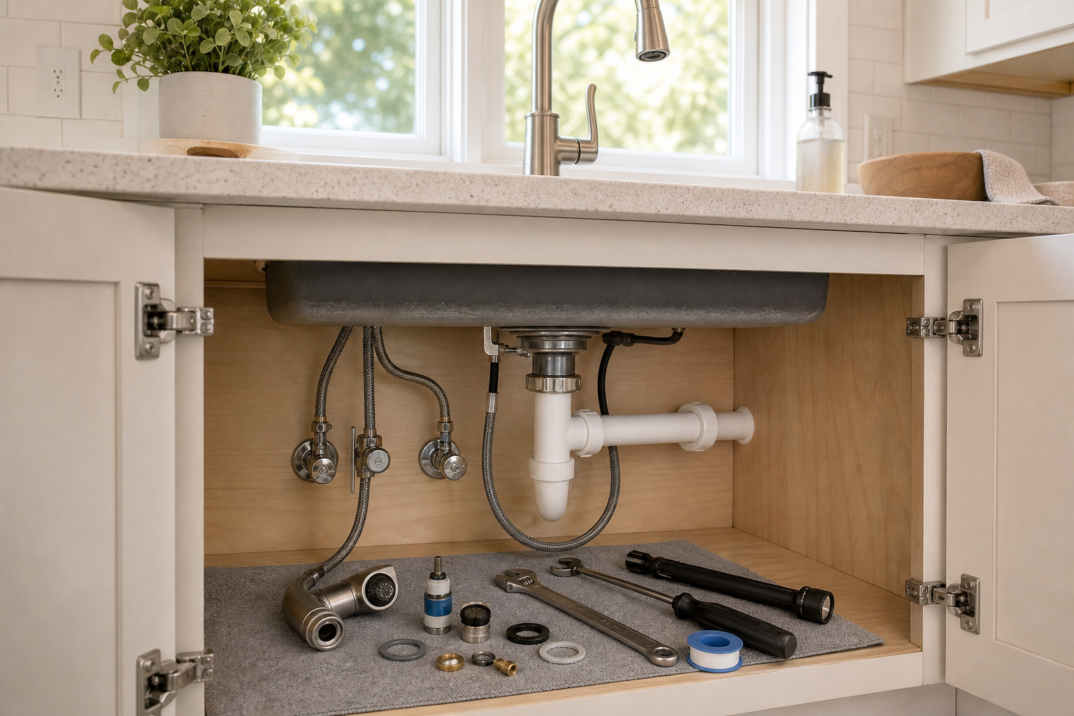 Plumbing scene for Why Are Kitchen Faucets So Expensive? What Actually Changes the Price