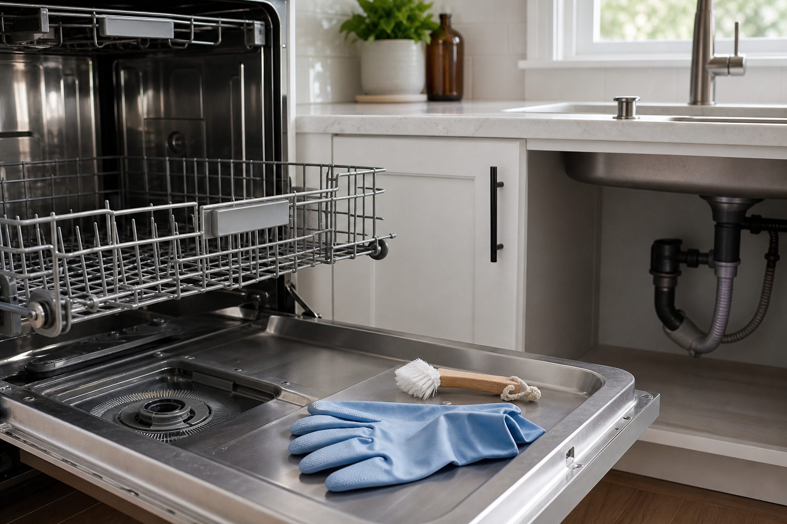 Plumbing scene for Dishwasher Smells Like Rotten Eggs: Food, Drain, and Water-Quality Clues