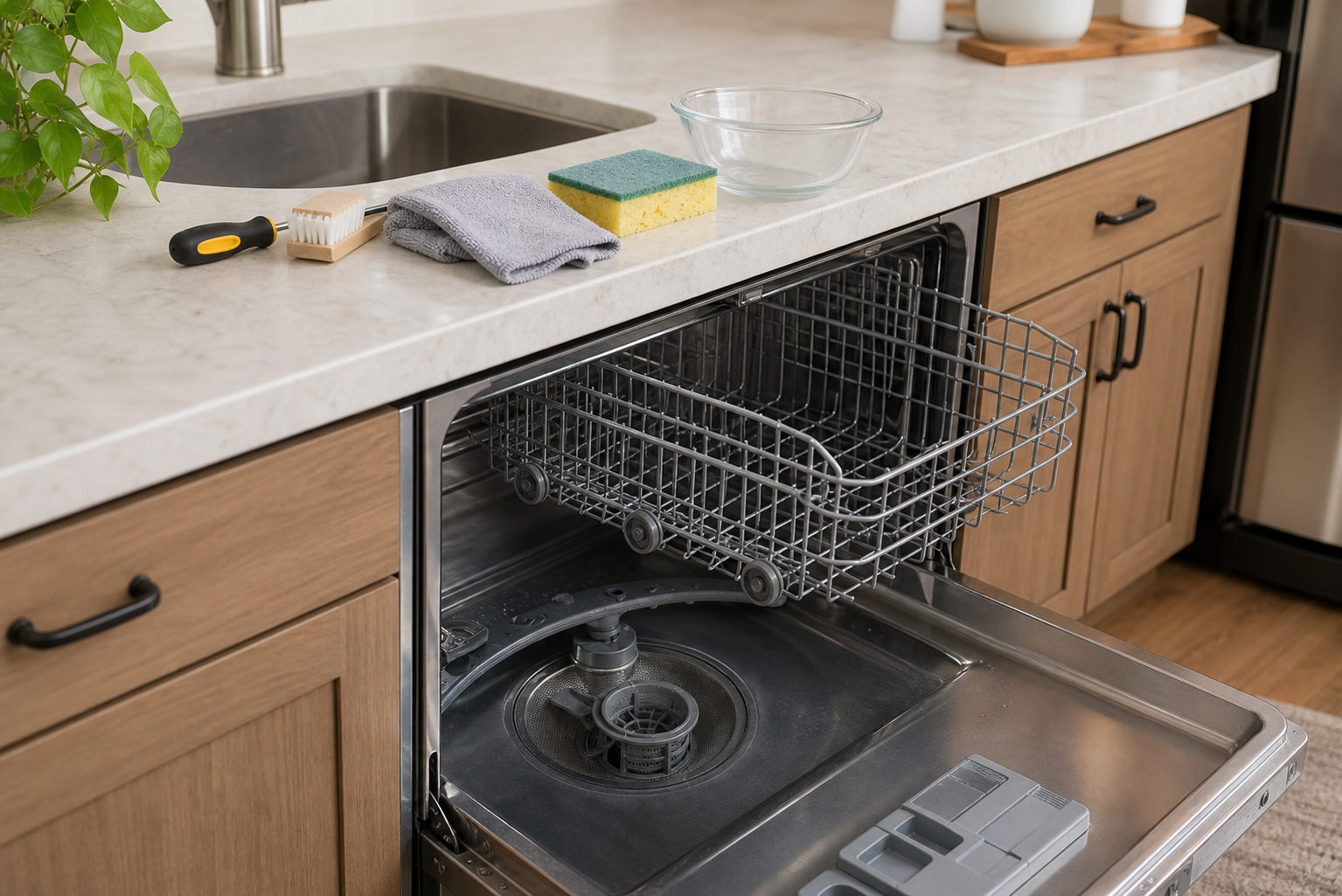 Plumbing scene for Why Does My Dishwasher Stink? Manual-First Odor Checks