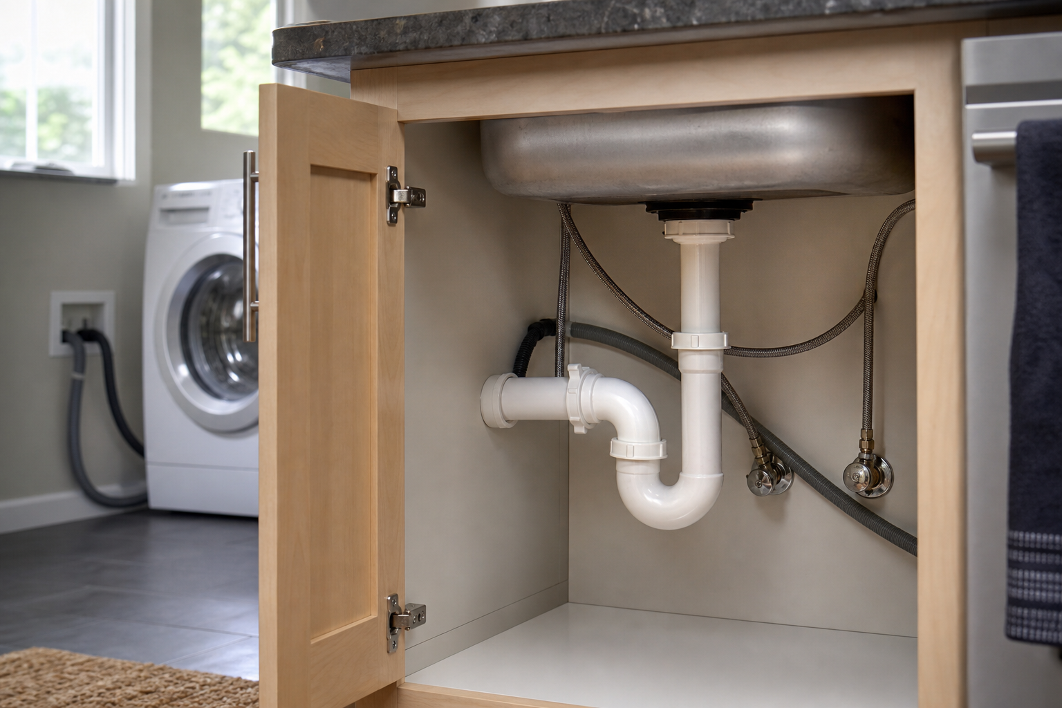 Plumbing scene for Kitchen Sink Gurgles When the Washing Machine Drains: What It Means