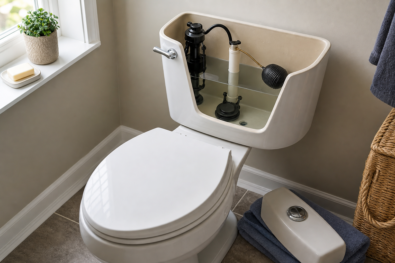 Plumbing scene for Why a Toilet Makes a Hissing Sound After Flushing