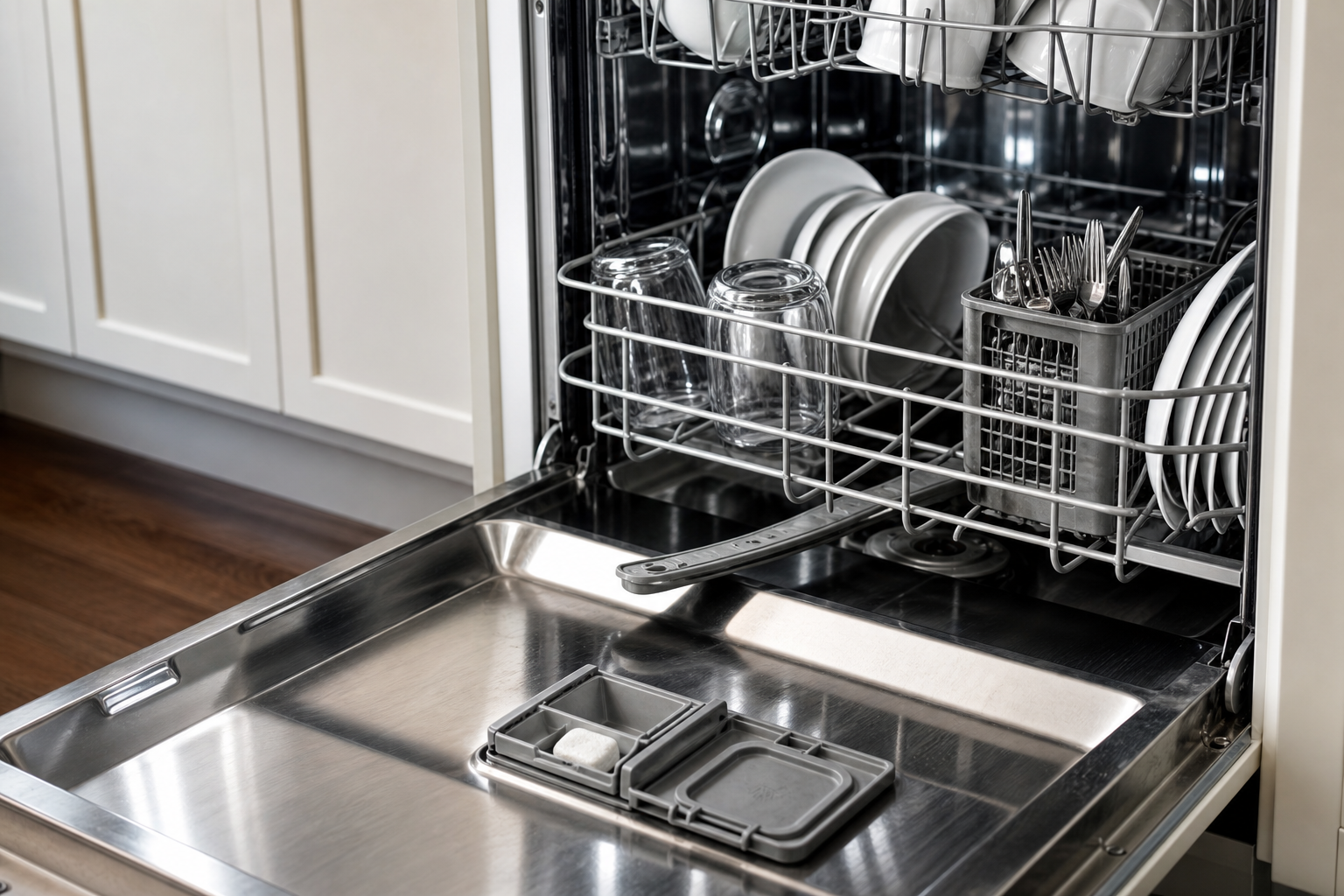 Plumbing scene for Why Dishwasher Pods Do Not Dissolve: Loading, Water, and Dispenser Checks