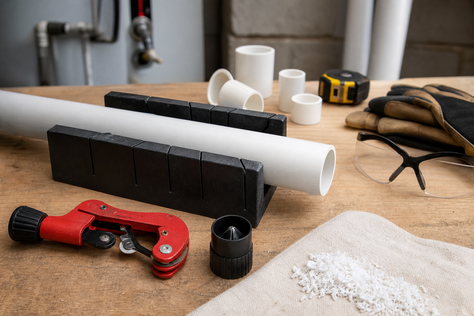 Plumbing scene for How to Cut Loose PVC Pipe Safely