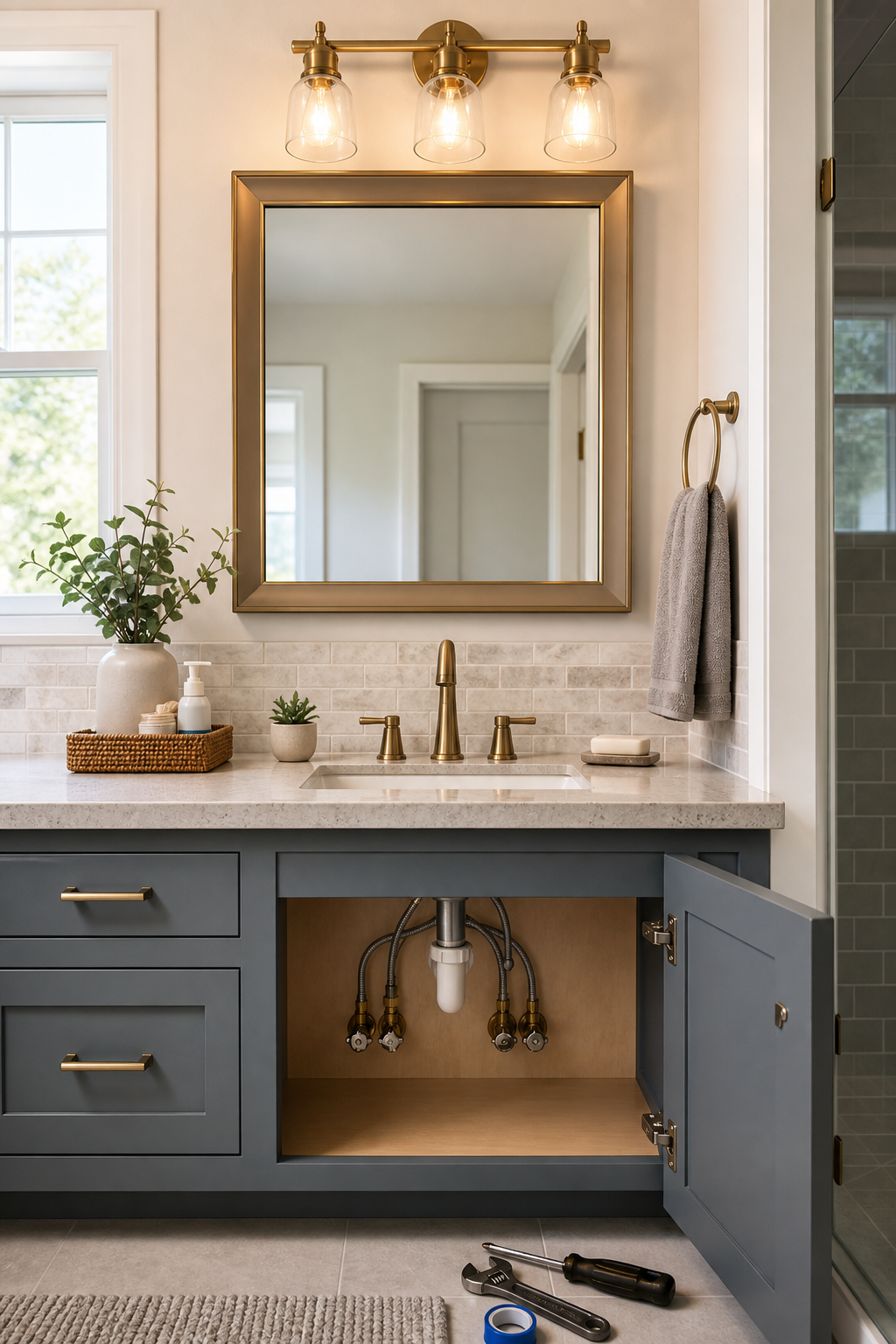 Plumbing scene for Should Bathroom Faucets Match Light Fixtures? Practical Design and Finish Checks