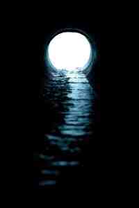 black and white tunnel with light