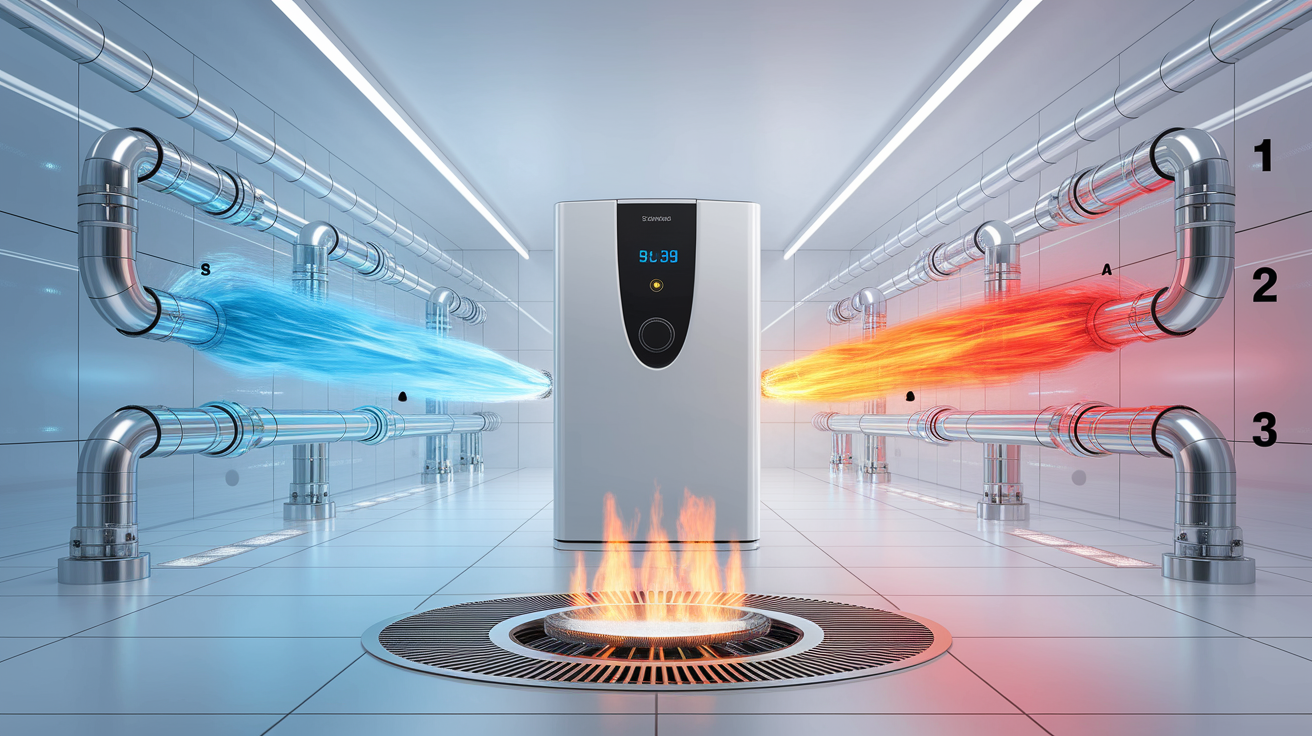 A meticulously detailed, photorealistic, step-by-step visual illustration explaining The On-Demand Heating Process. The composition features a clean, bright, and well-lit environment, maintaining a professional and instructional tone. Each distinct stage is clearly delineated with numbered steps (1, 2, 3, etc.) and prominent, directional arrows indicating the flow. The primary focus is
[Insert visually specific details relevant to your heating process here - e.g., clearly depicting a modern on-demand heater unit, water flowing through pipes with varying temperature indicators (cool blue to hot red), a gas valve opening, a heating element glowing, sensors detecting flow, flame ignition, venting of exhaust. Choose details that directly correspond to your key concepts.].
The illustration employs a sharp focus throughout, ensuring all components and the sequential process are clearly legible. The style is highly detailed and technically accurate, presented with a high-quality, clean composition that is both informative and visually appealing. The overall aesthetic is professional
