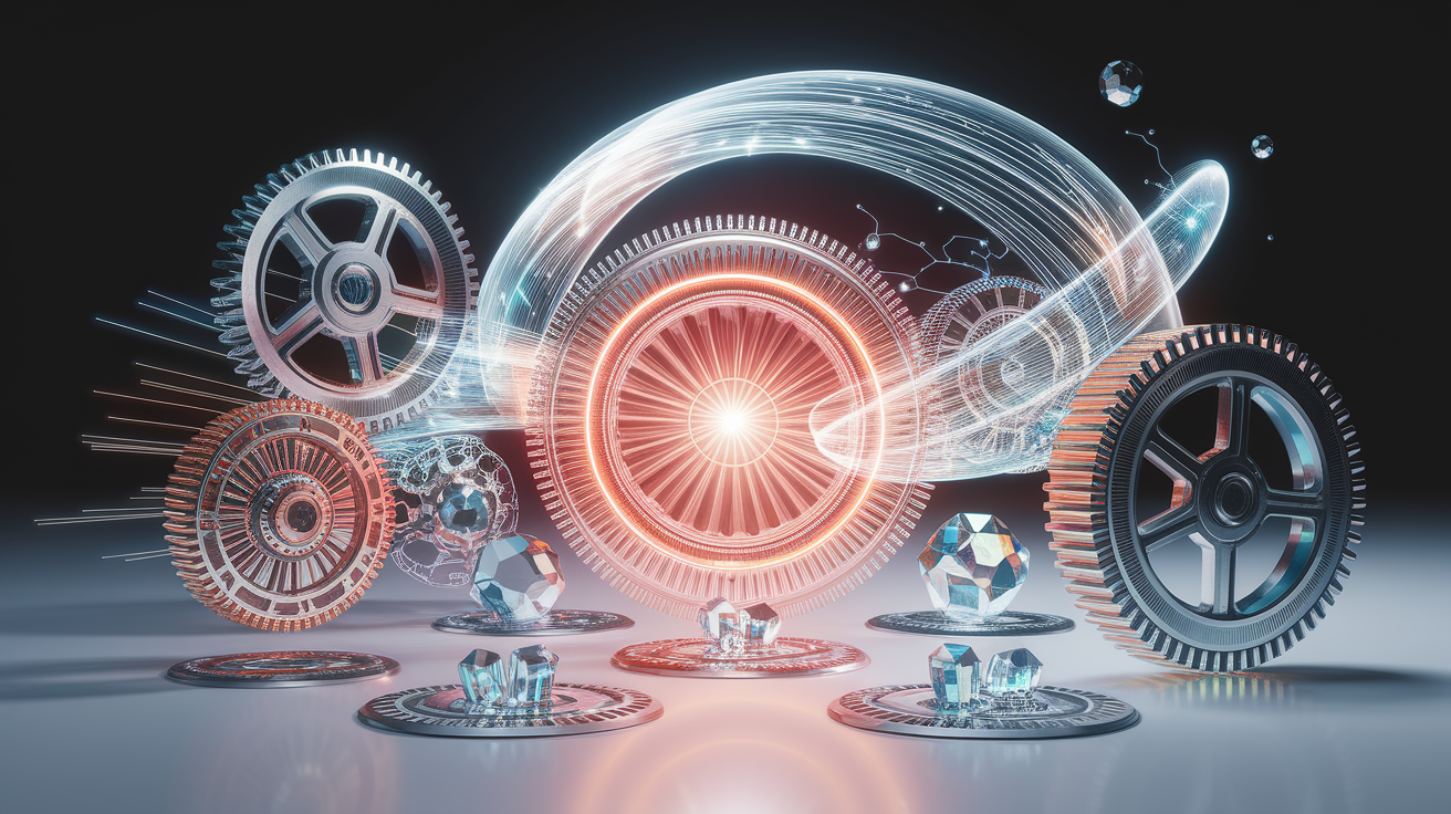 **Vivid photorealistic conceptual illustration:**  A dynamic, interconnected network of gleaming, precisely engineered components, radiating energy and functionality.  Imagine a central, luminous core symbolizing the "brain," linked by shimmering data streams and robust, tactile gears representing the "mechanisms."  Each element is distinctly rendered with intricate detail, suggesting complex symbiotic relationships.  Clean composition with a deep focus on the core components,  illuminated by strong, directional studio lighting highlighting their texture and form.  Sharp focus throughout, conveying precision and professional quality.  Professional, high-fidelity rendering with a clean aesthetic.