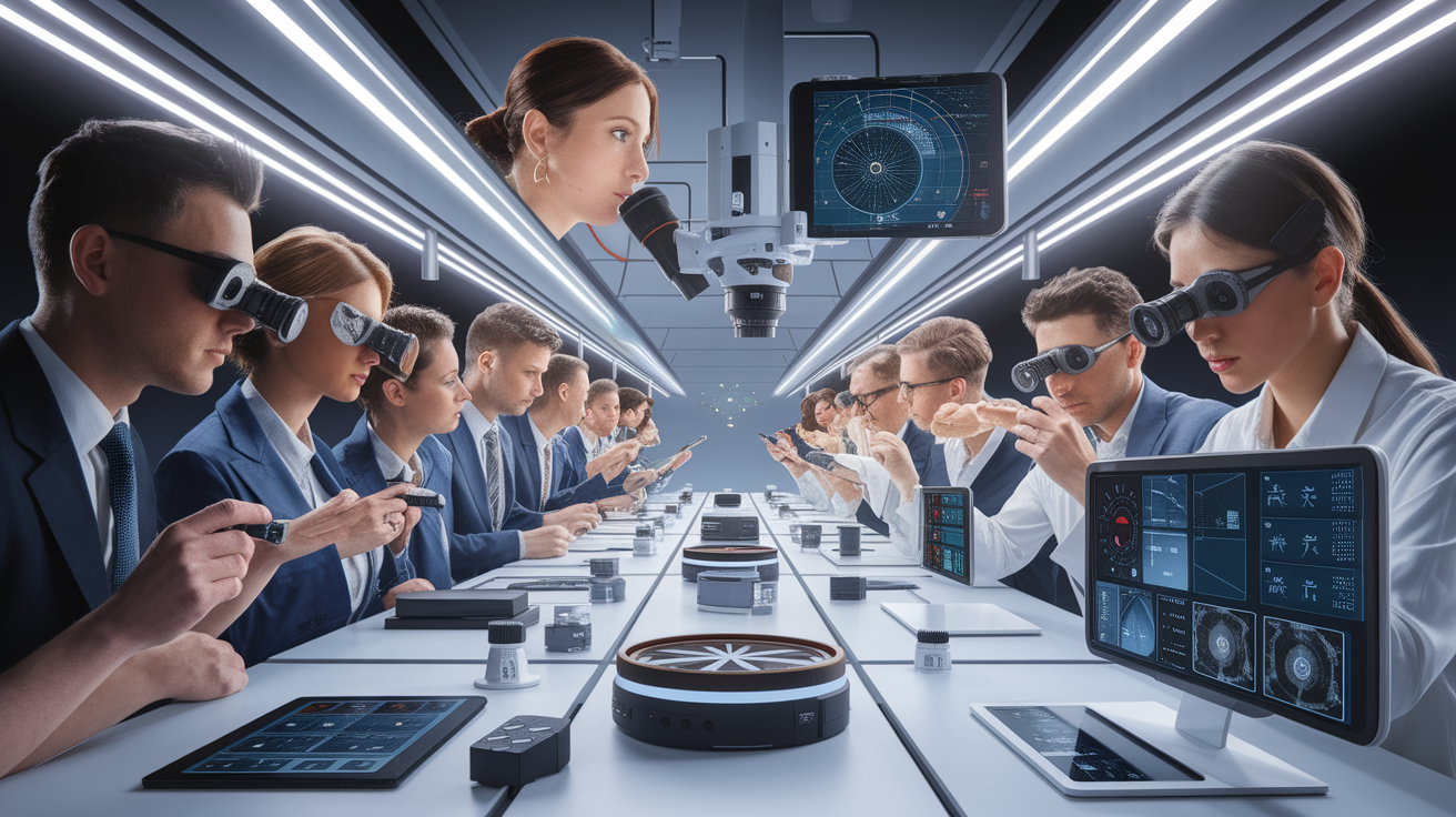 A conceptual illustration representing Visual Inspection Techniques. Visualize the main ideas: . Creative but clear representation of the concept. Style: photorealistic. high quality, detailed, professional, clean composition, good lighting, sharp focus, well-composed. high quality, professional, detailed, well-composed